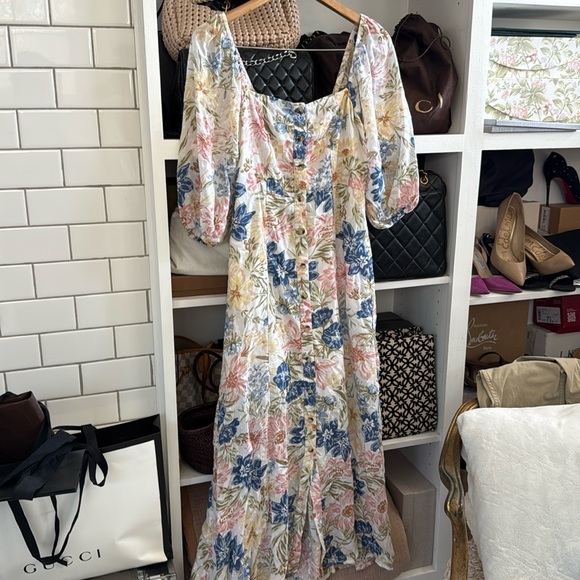 Billabong Soft Floral Puff Sleeve Dress M - Picture 1 of 5